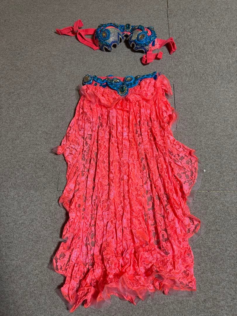 コーラルピンク ベリーダンス セットアップ