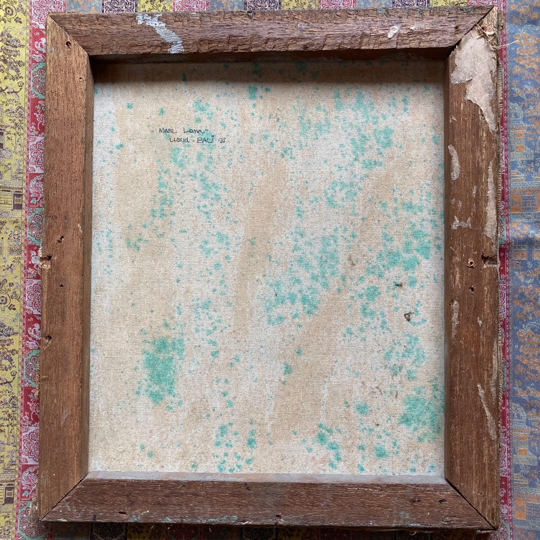 バリ絵　精緻な極細密画　超絶画法によって描かれたバリ島の民族画 約35×31cm