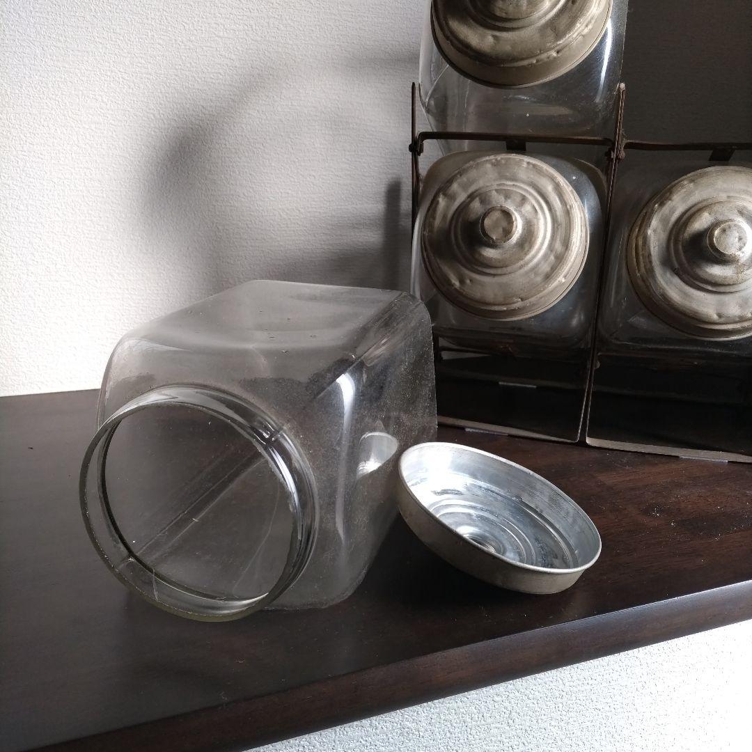 アンティークガラス瓶 駄菓子屋さん６連陳列ケース