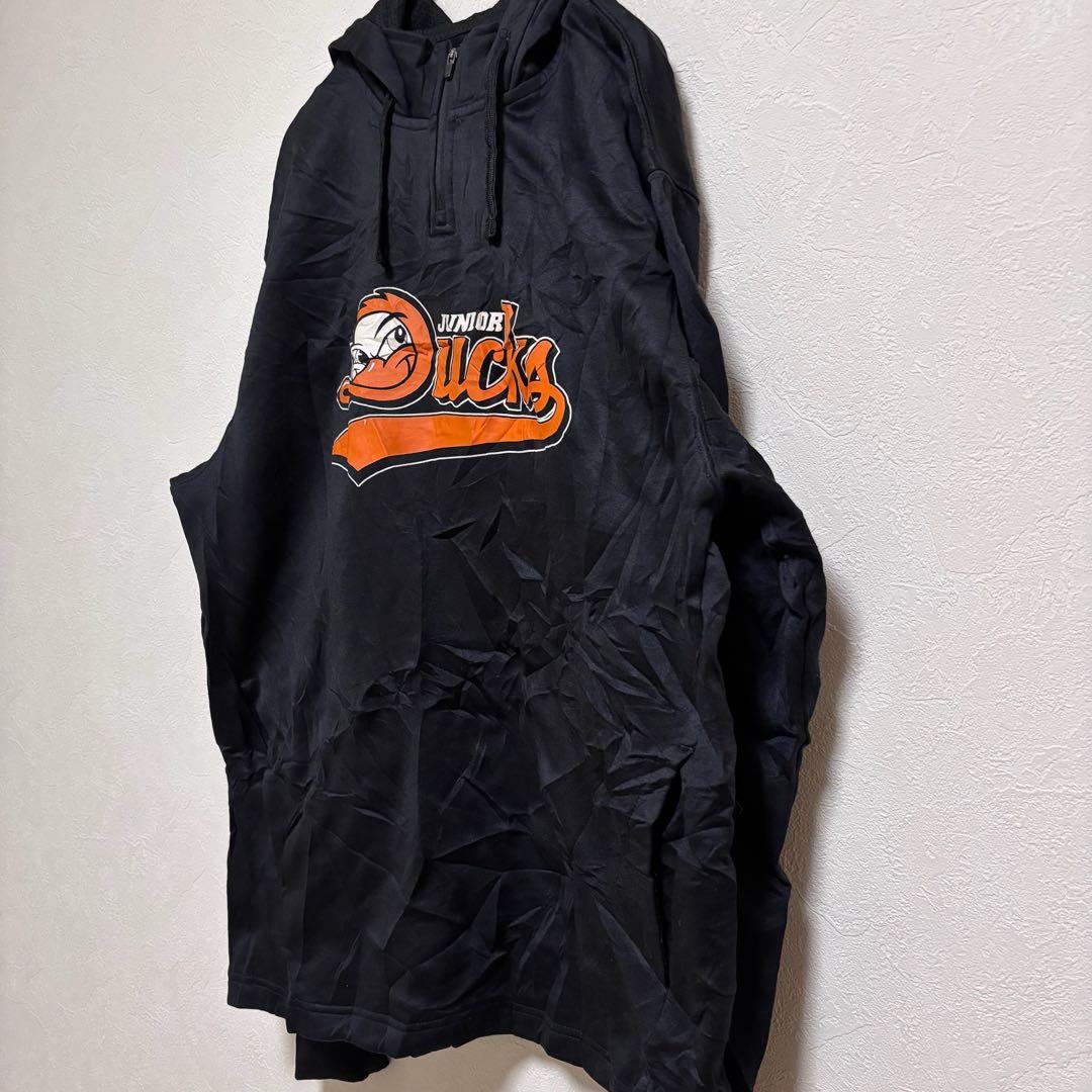 希少　パーカー　ウォームアップウェア ハーフジップ　海外古着【M】ブラック