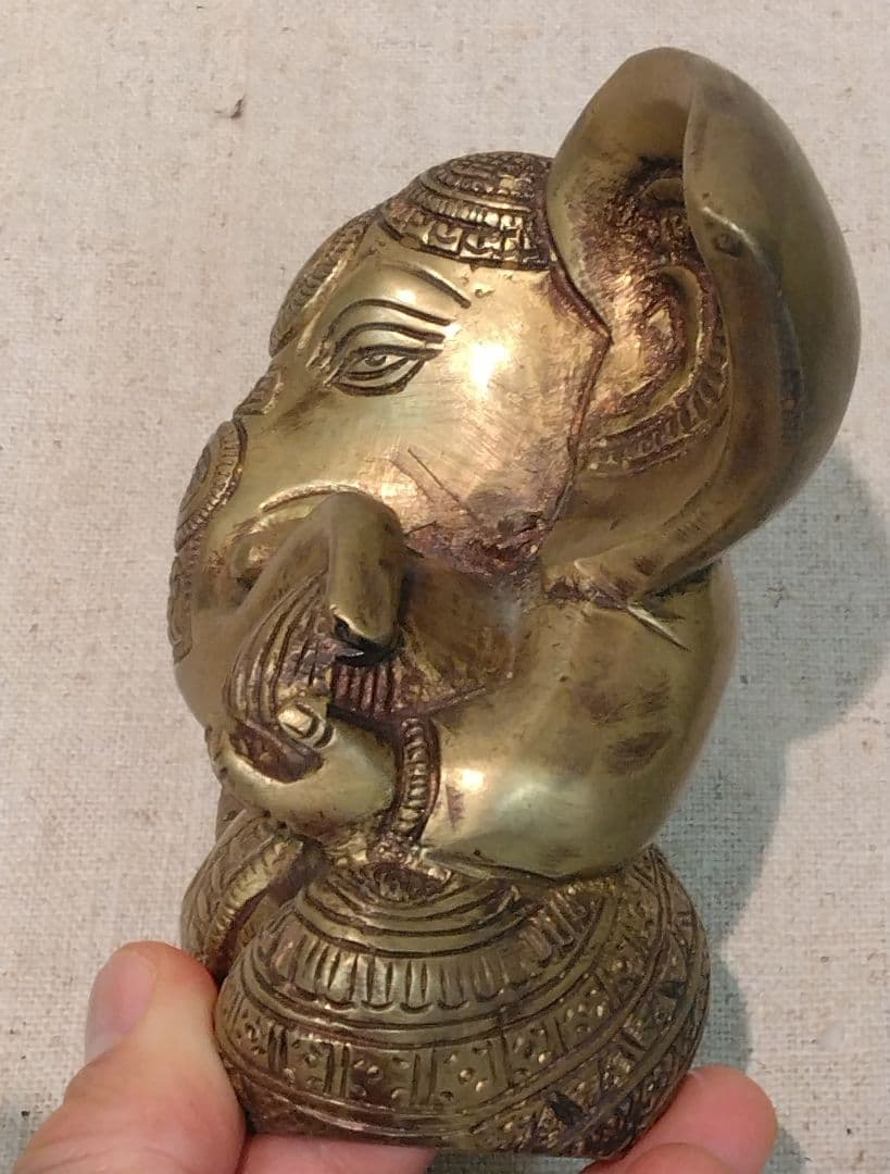 ガネーシャ 12cm 金属製置物 ネパール