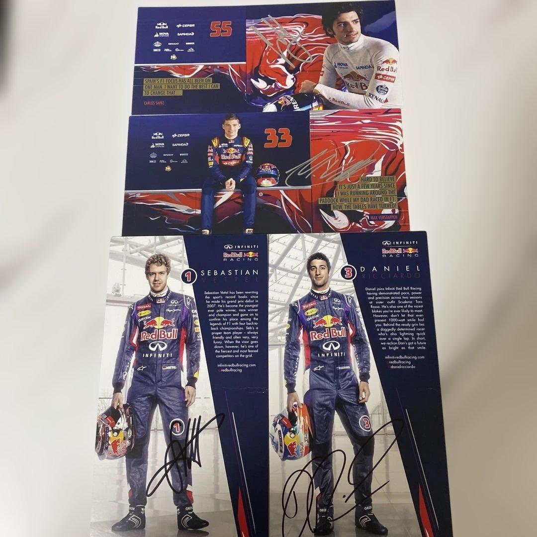 マックス　フェルスタッペン直筆サインカード　ベッテル　リカルド　サインツ