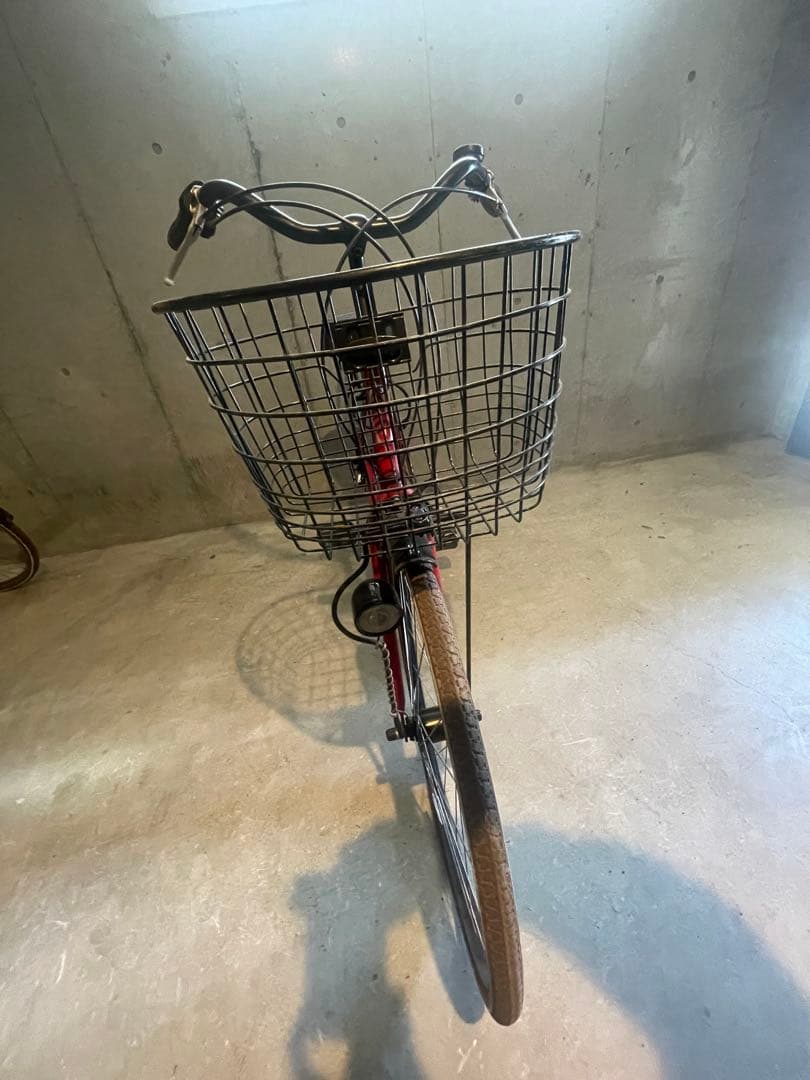 【直接引取限定】赤いシティサイクル 前面バスケット付き