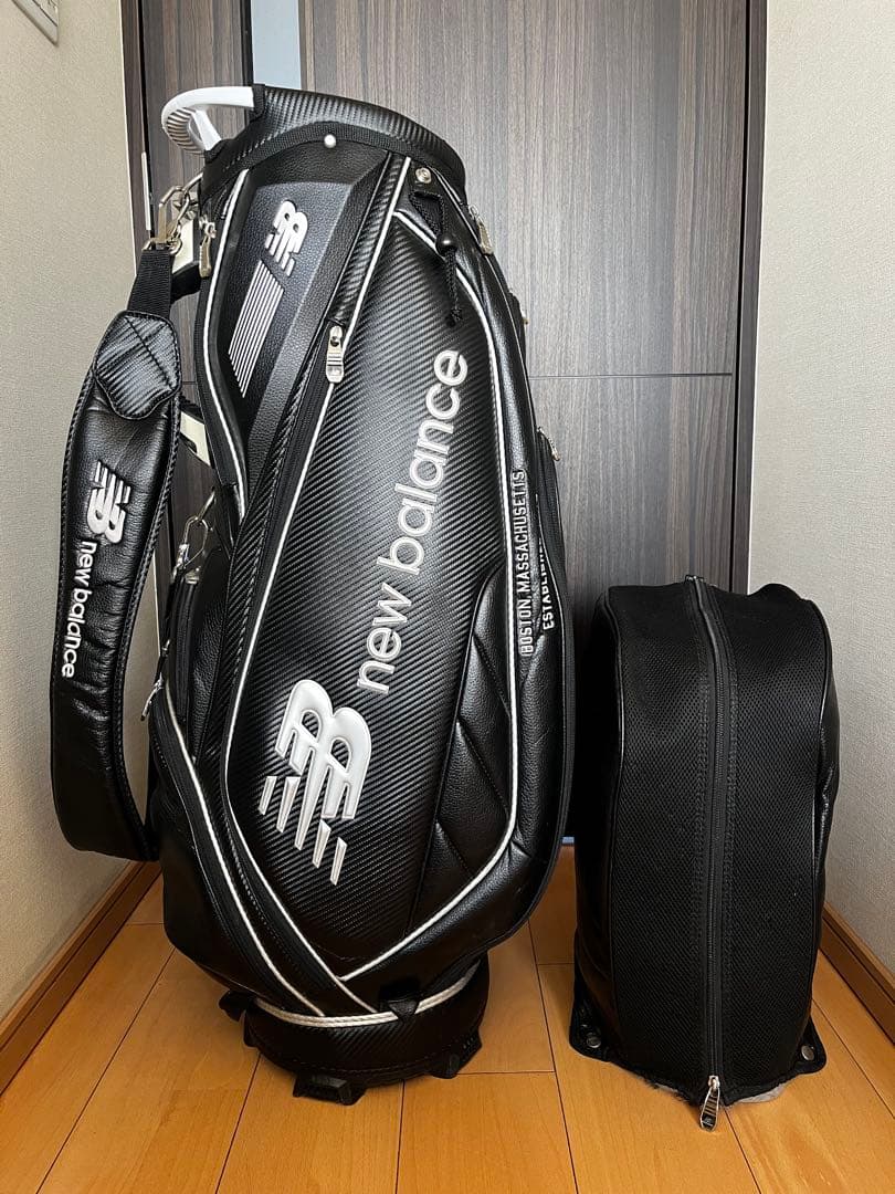 良品　人気ニューバランスゴルフ 9.0型 カート型キャディバッグ 　レザー調　黒