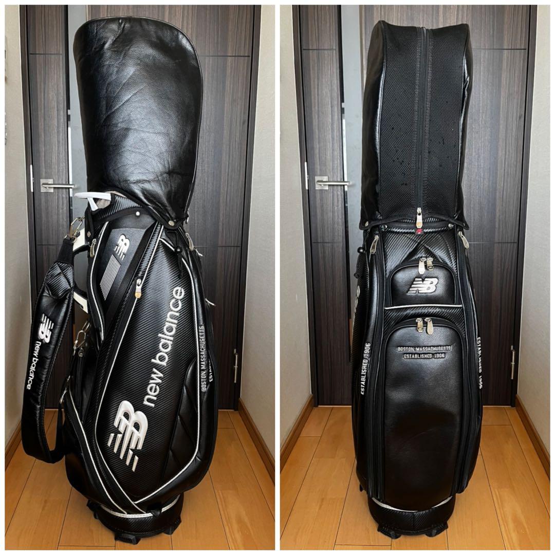 良品　人気ニューバランスゴルフ 9.0型 カート型キャディバッグ 　レザー調　黒