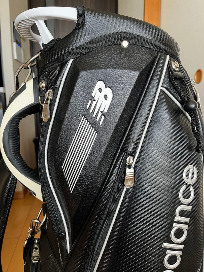 良品　人気ニューバランスゴルフ 9.0型 カート型キャディバッグ 　レザー調　黒