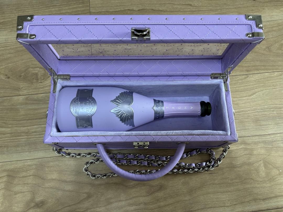 【空箱空瓶】エンジェル シャンパン　パープル レザータイプ　レザーピンク　セット