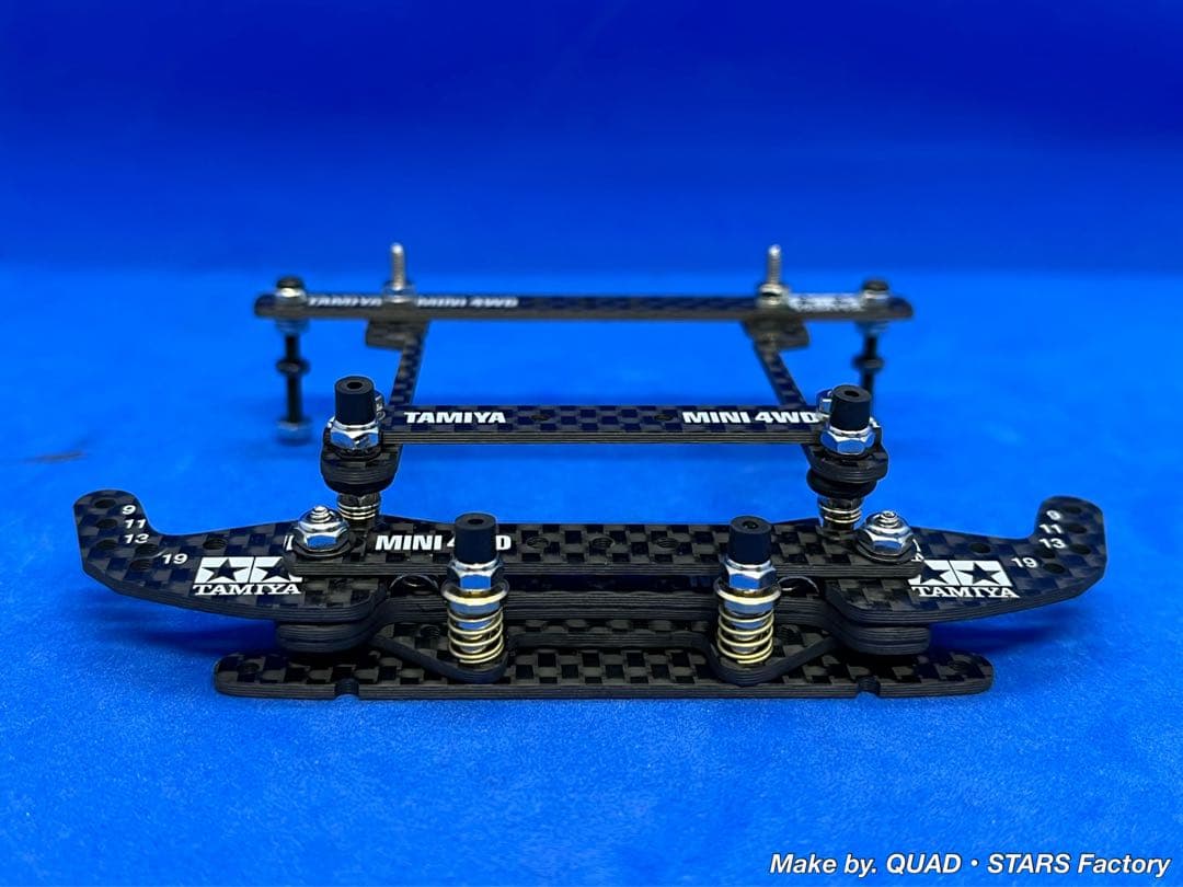 【ミニ四駆・MS用】2軸ATピボット＋フロント提灯＋1軸アンカー　フルカーボン