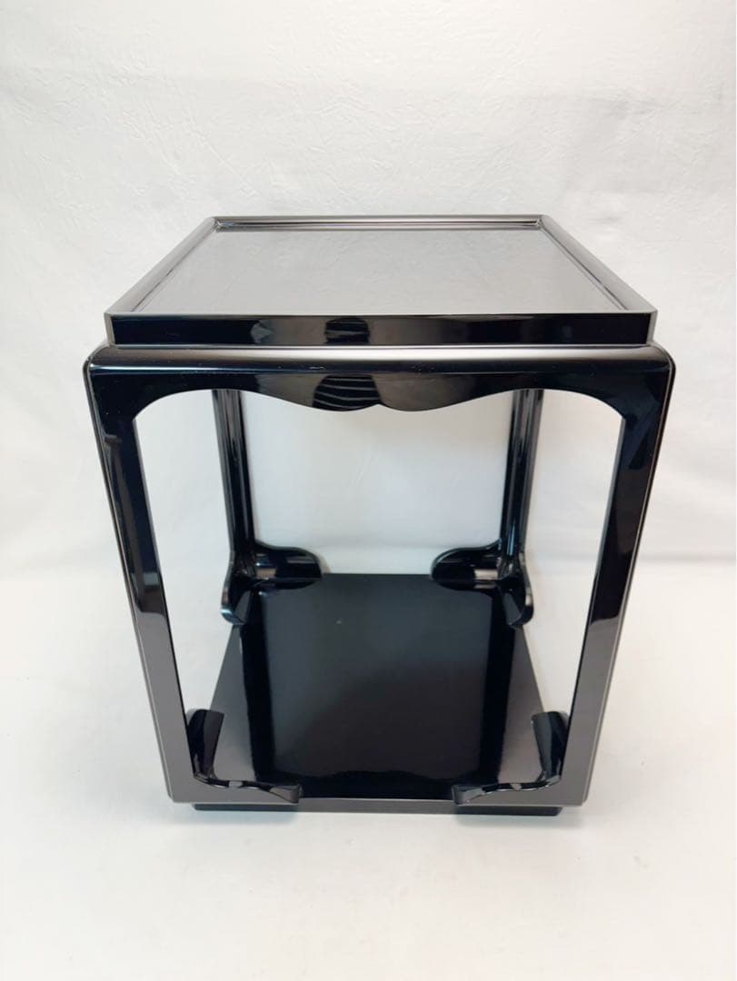 美品 茶道具 木製黒真塗 高麗卓 煎茶道具 茶棚 棚 置棚 水指棚 共箱