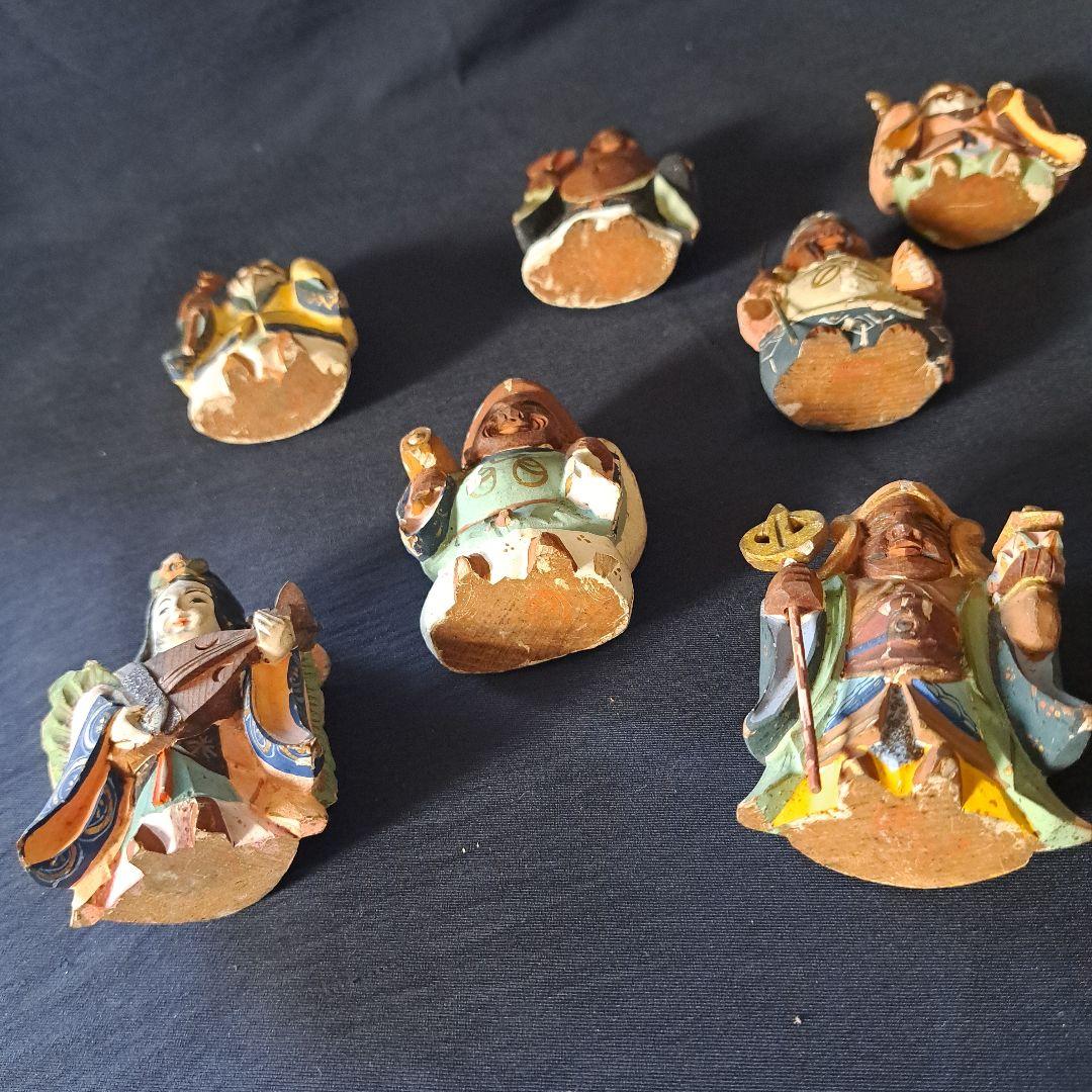 「絶妙です! 彩色木製工芸品 七福神像(脊高 約7cm）7体」 骨董アンティーク