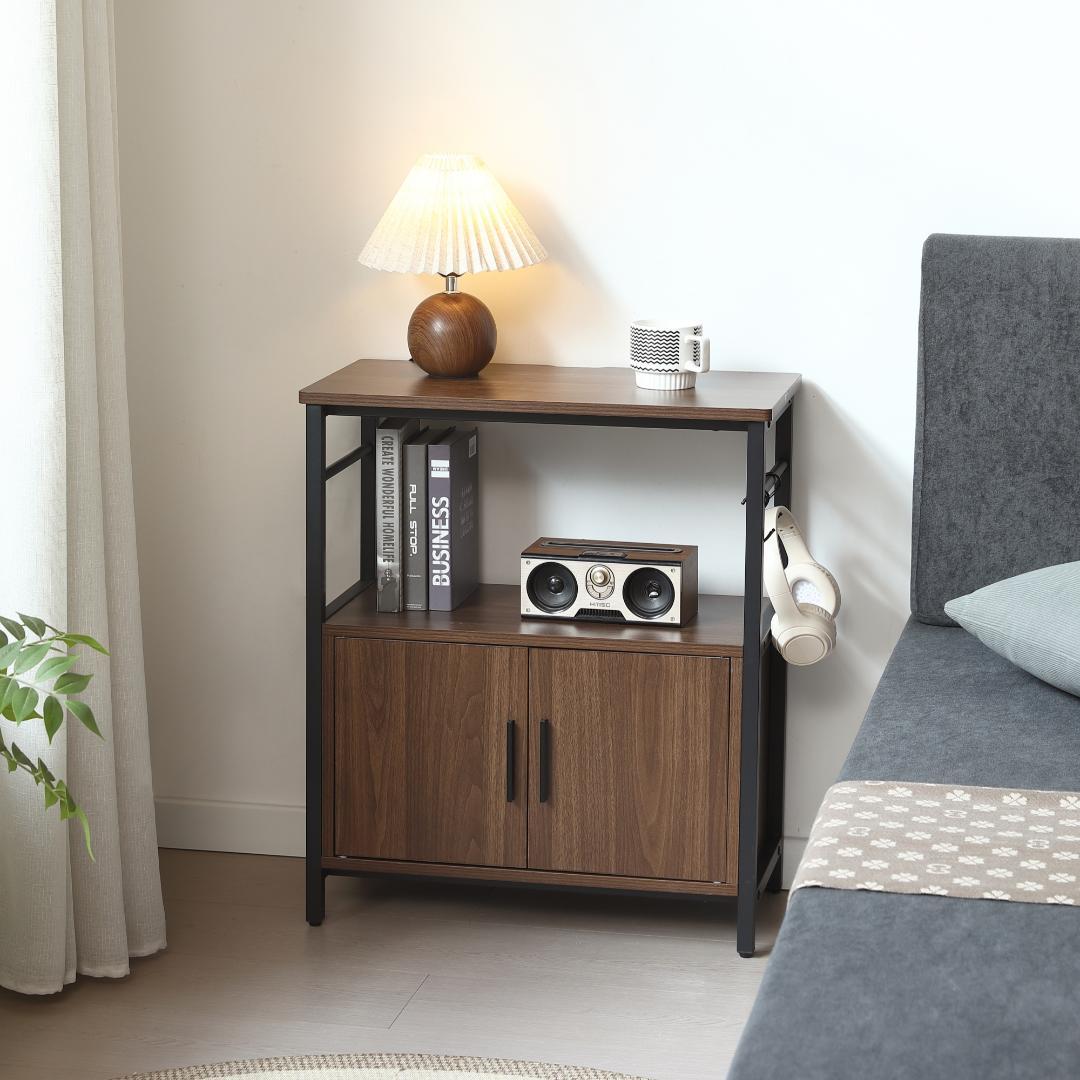 水槽台 水槽スタンド 耐荷重120kg 幅60cm 三段 フック付 両開き扉