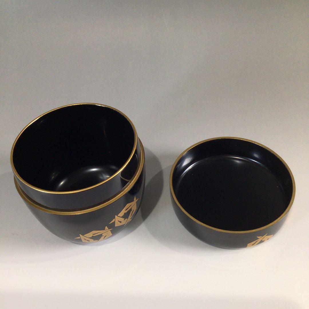 Ｐ６２８　棗　『漆匠　前端春斎作』『鱗鶴蒔絵』『大棗』　共共箱　茶道具