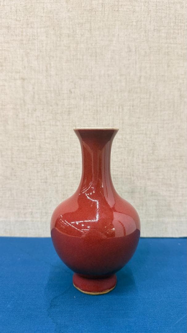 朱釉 花瓶｜小型壺｜艶のある赤釉｜床の間・玄関飾り