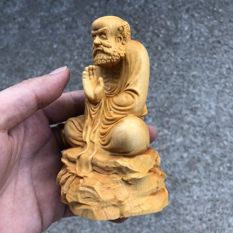 仏像 仏教美術 静思達磨祖師仏像 木雕刻品 木彫り仏像 職人手作り