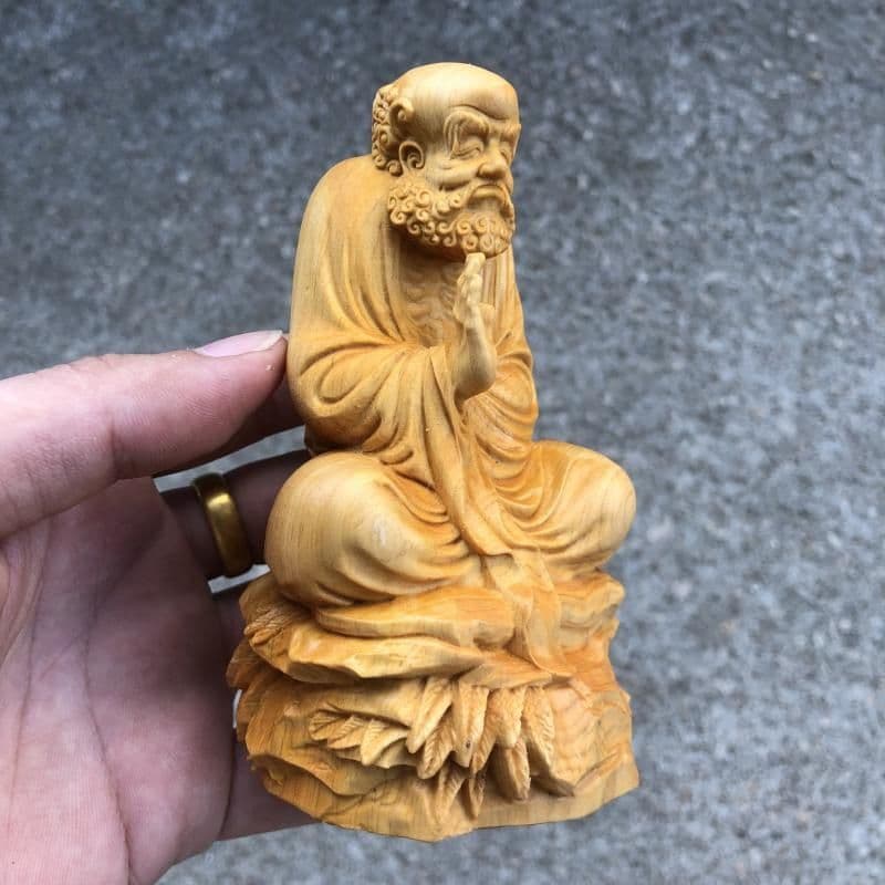 仏像 仏教美術 静思達磨祖師仏像 木雕刻品 木彫り仏像 職人手作り