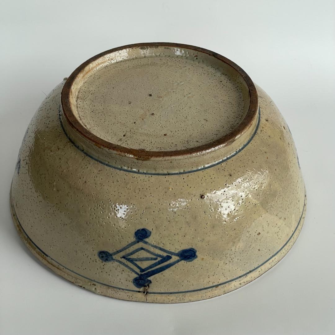 中国 古美術 明末清初 古染付 大鉢 特大 山水図 古玩 景徳鎮 骨董 美品