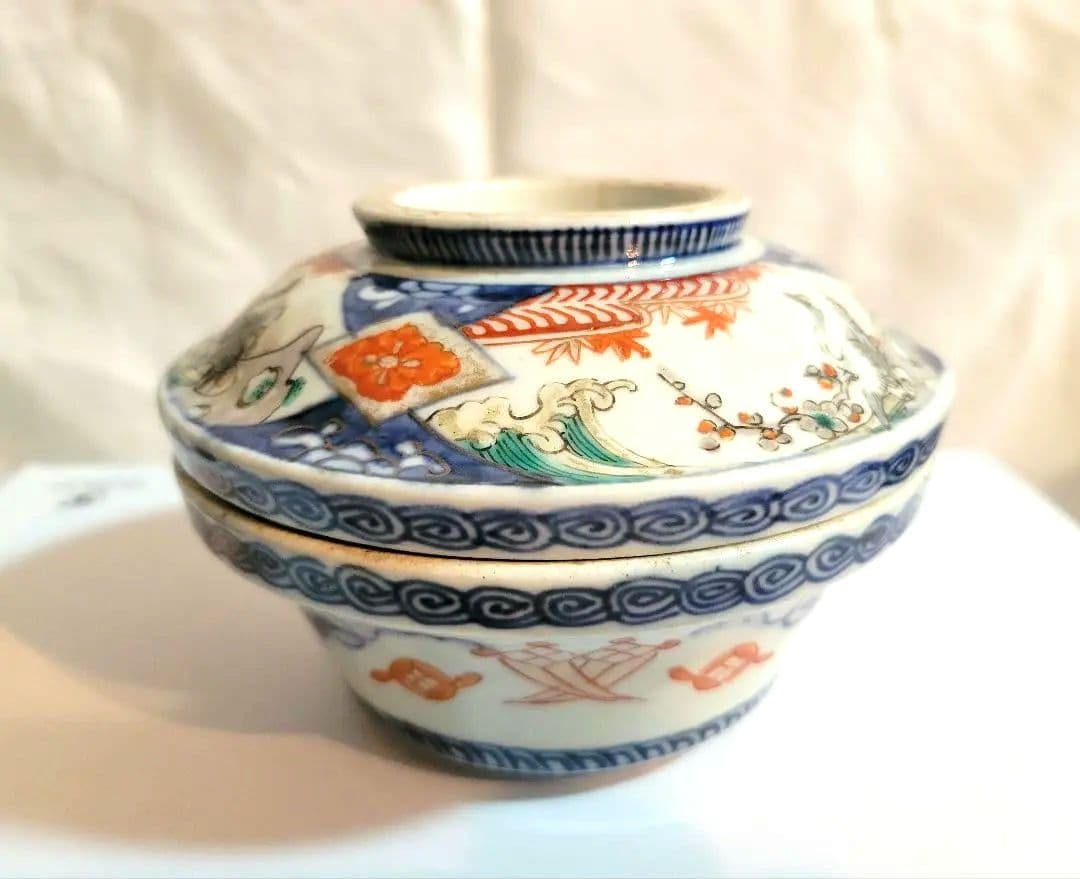 アンティーク品　陶器製　蓋付き碗