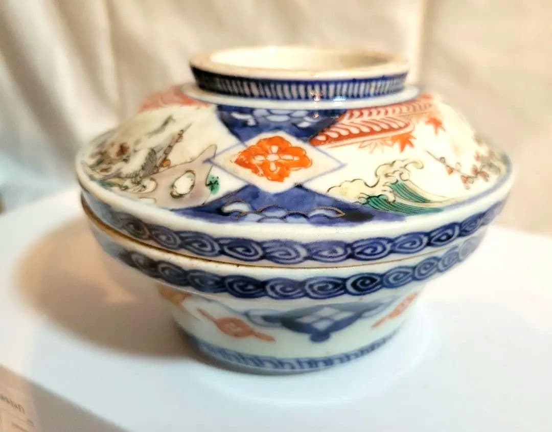 アンティーク品　陶器製　蓋付き碗