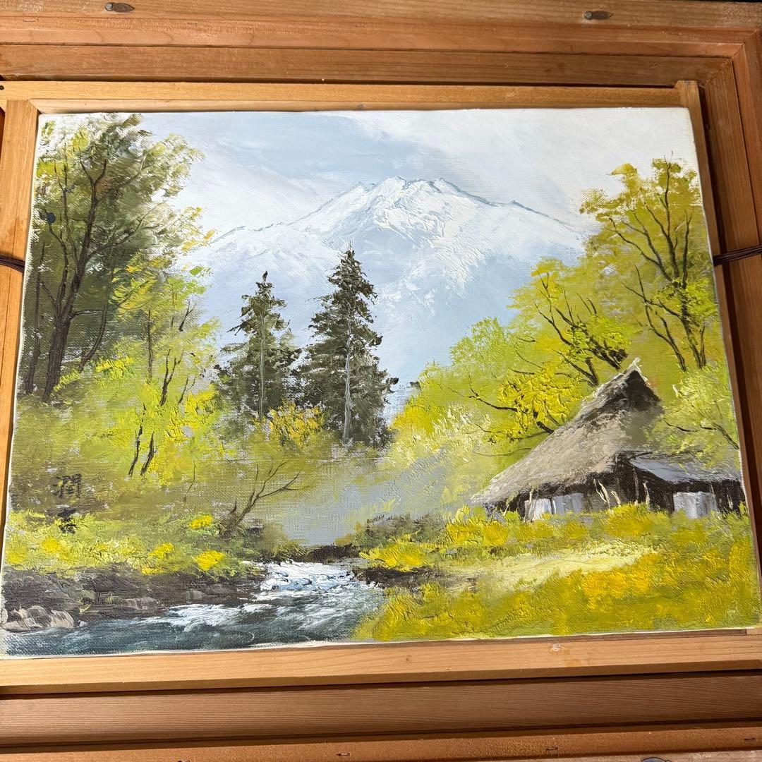 絵画 向井潤吉 乗鞍岳 風景画 油絵 油彩 F6号 直筆 サイン入り