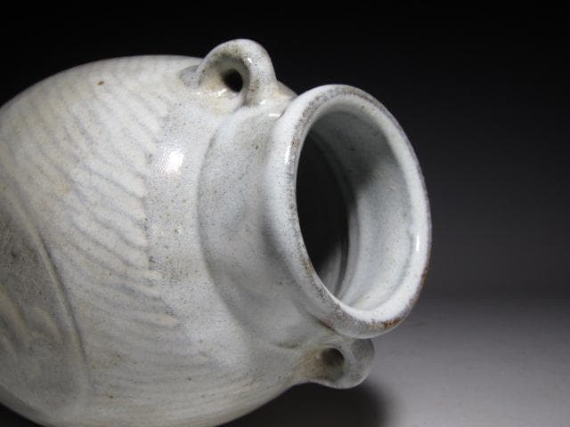 島岡達三 地釉縄文象嵌草花文壷 縄文象嵌技法 名工の逸品！o566