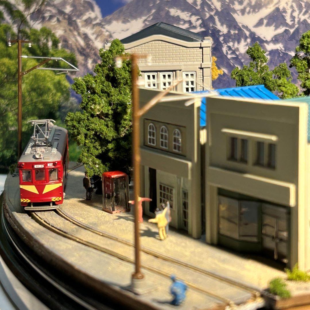 函館市電末広町界隈　市電の走る街　 鉄道ジオラマ　Nゲージ 展示台