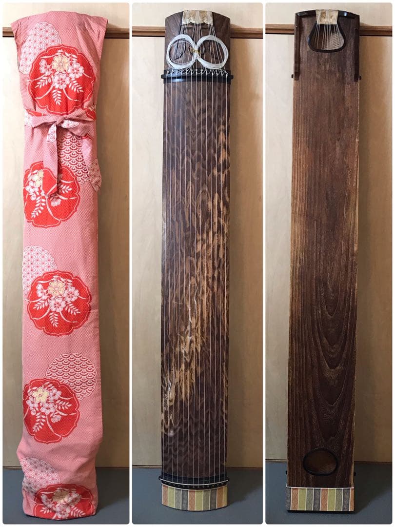 お琴　13弦　くり甲　綾杉彫　玉縁