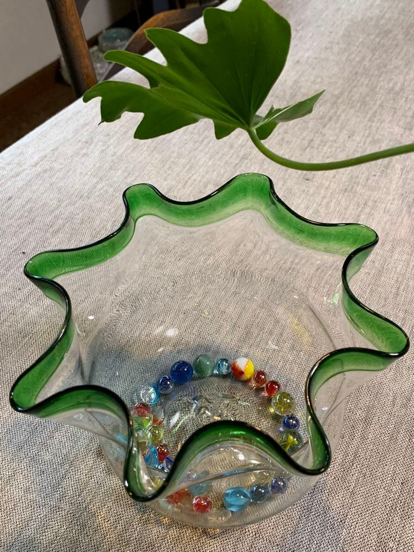 大正　レトロ　金魚鉢　美品　吹きガラス