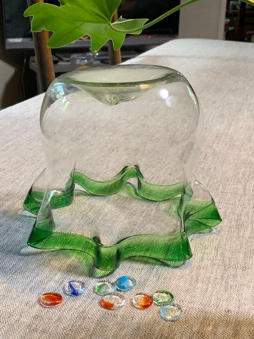 大正　レトロ　金魚鉢　美品　吹きガラス