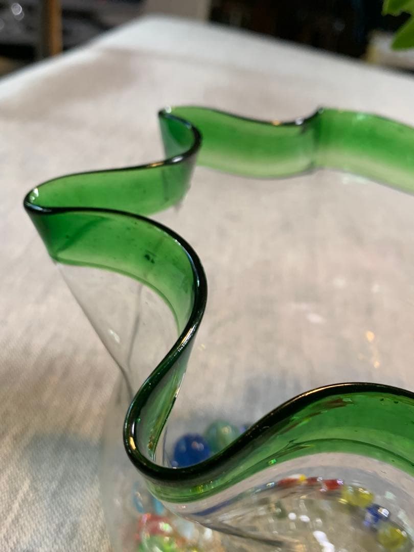 大正　レトロ　金魚鉢　美品　吹きガラス