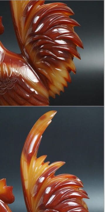 送料無料　名工土橋正市作　極上瑪瑙彫刻鶏置物 共箱・作歴・証明書