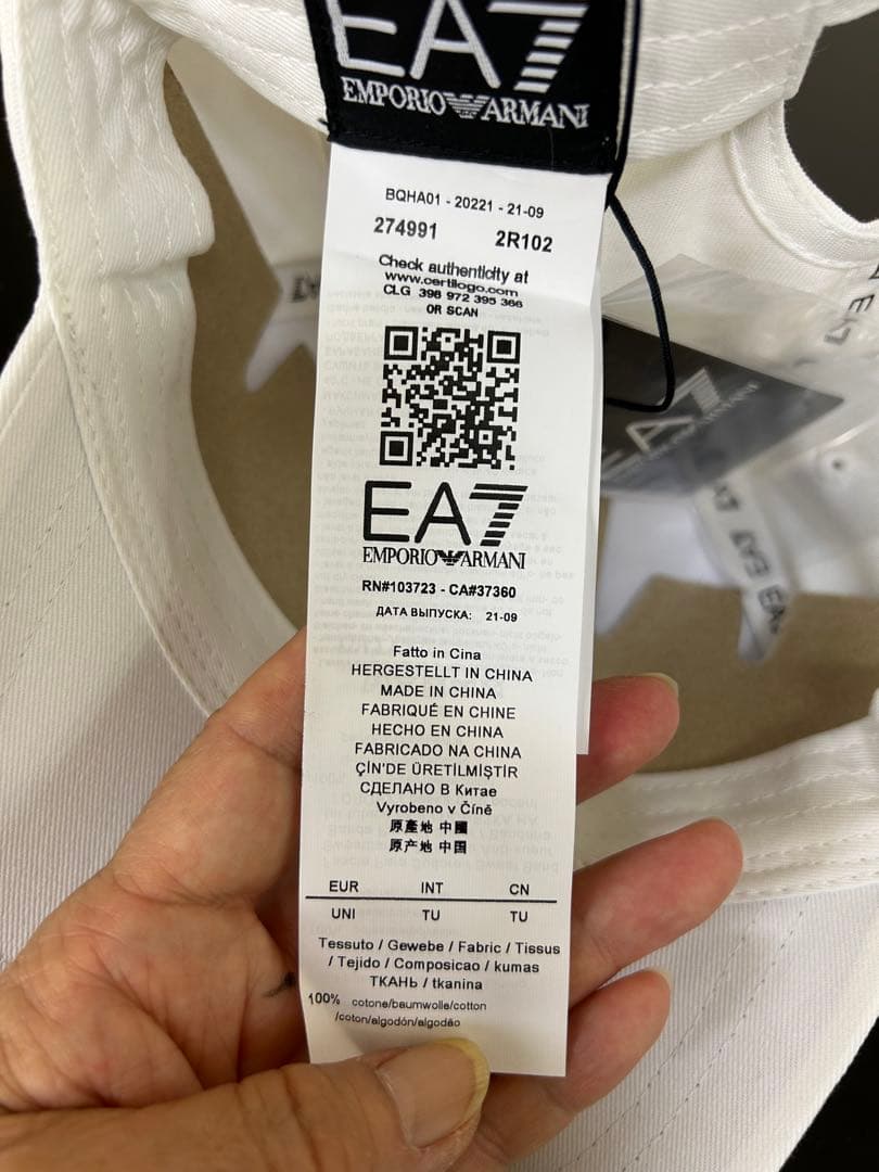 EA7 イーエーセブン　キャップ　ホワイト
