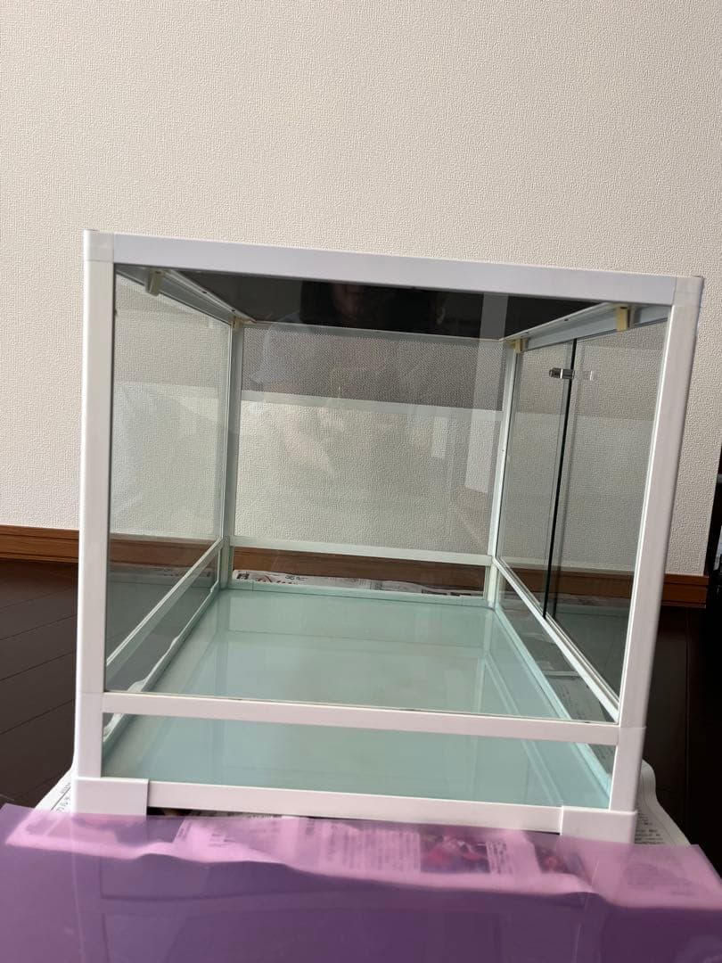 SANKO ガラスケージ 中型 ホワイト60.5×45.5×45.2