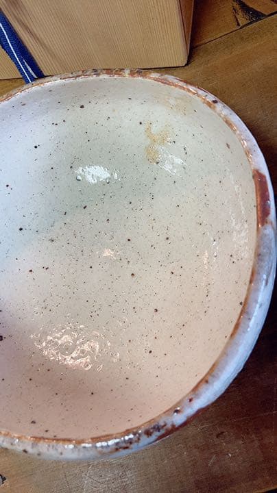 志野焼　茶道具　志野ふた物　木箱入り　坪島土平作　皿　菓子鉢