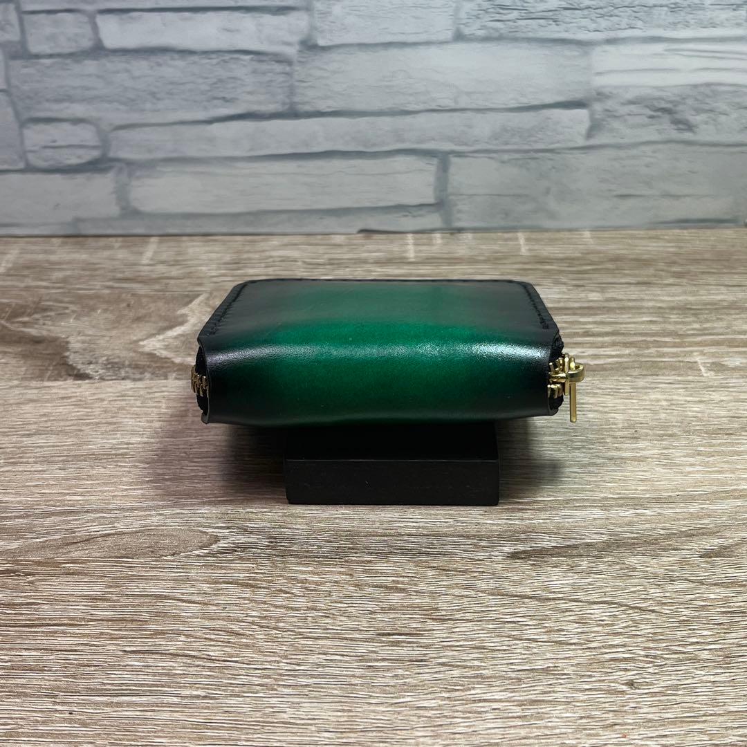 ミドルルアーワレット　本革レザー　手染めアンティークグリーン　ハンドメイド　渓流