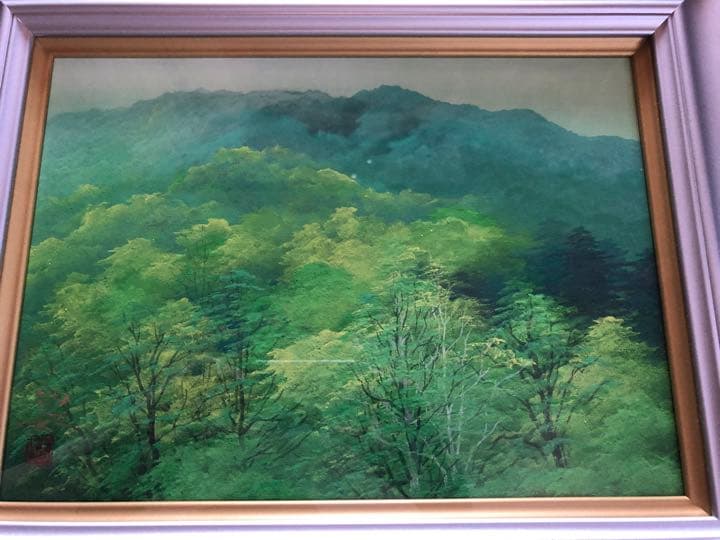 日本画　佐倉功起　緑快　風景画