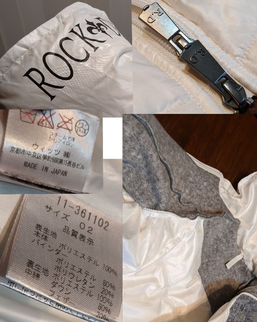 ロックデュード　ダウンジャケット　異素材　ニット　パーカー　ゴルフ　ウェア　白