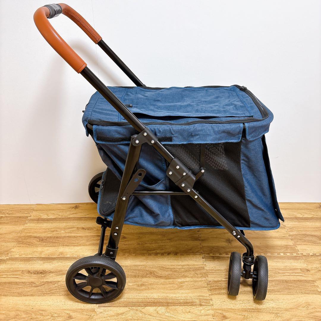 美品　Bello ペットカート デニム　犬用　ペットバギー　折りたたみ式