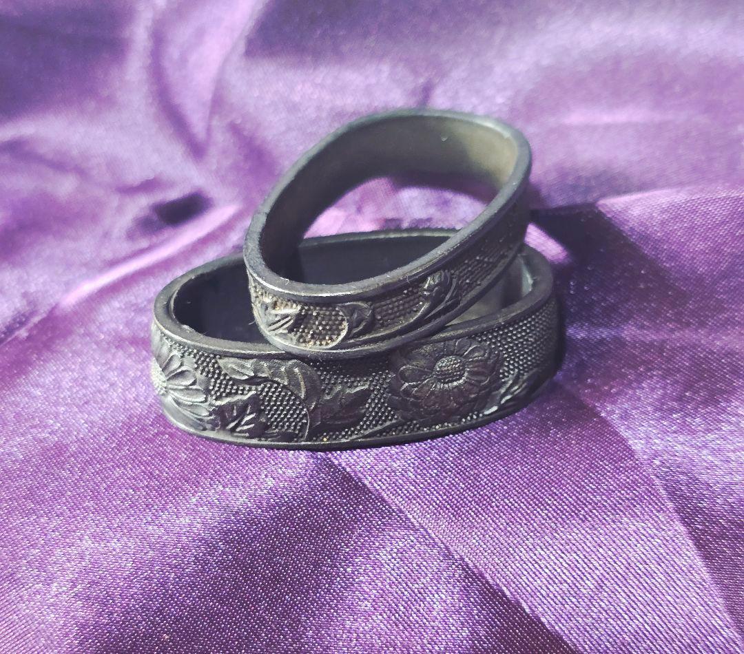 菊花文 銅地緑頭 半太刀拵 縁頭・栗形・尻金 揃金具 大縁42mm