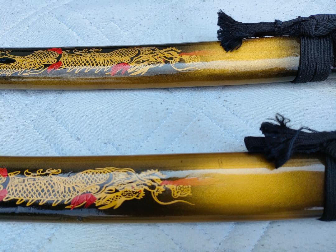 G*W様 模造刀 2本セット　龍　黒鞘 金 コスプレ　日本刀レプリカ