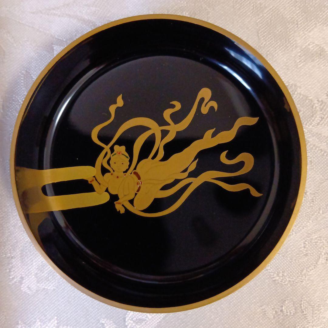 坂一男　富士山模様　蒔絵　茶道具 金色装飾 棗　木箱　黃布付き