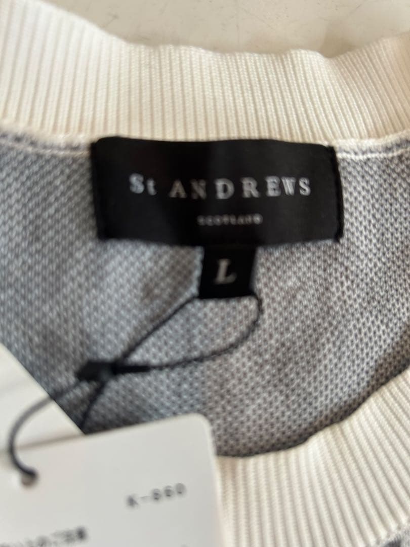 St Andrews グレー ホワイト セーター L