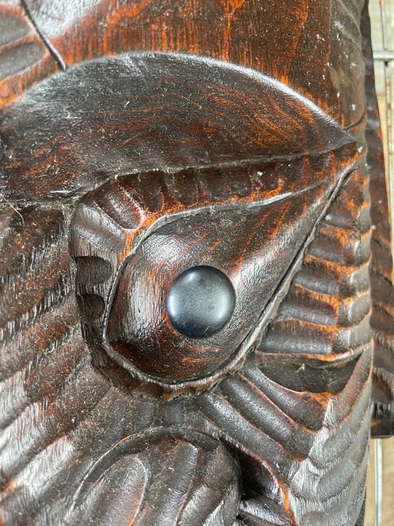 木製彫刻マスク 波状デザイン　一枚物