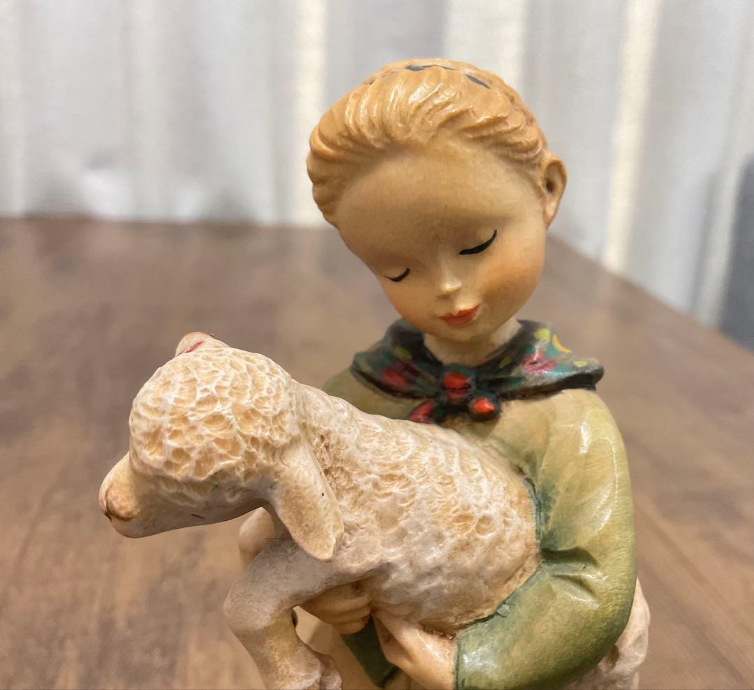 【限定2250体】アンリ/少女と子羊像/アンティーク置物