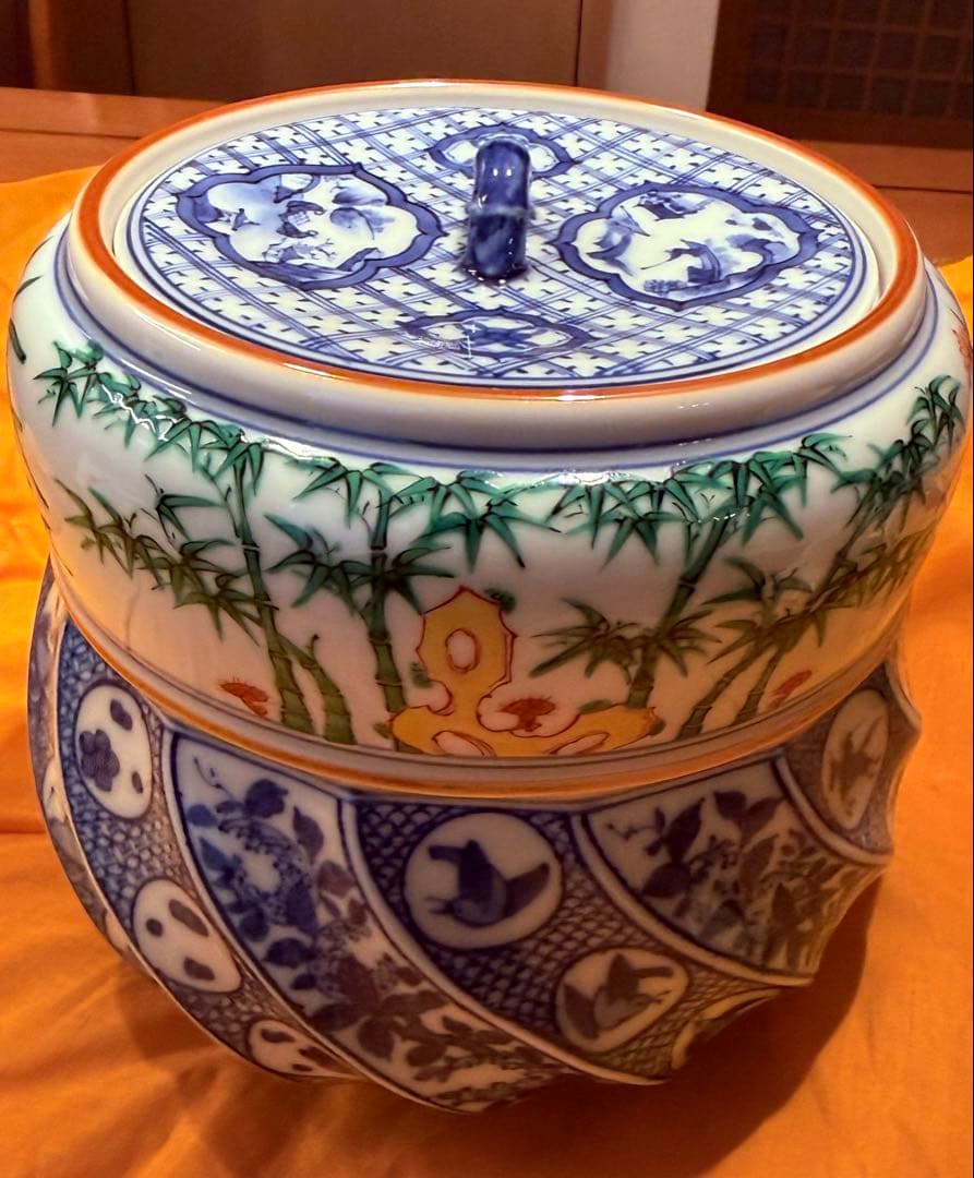 茶道具　水差し(色絵祥瑞四君小図　三浦竹泉作)