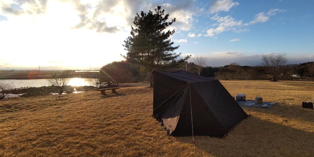 G.Gパップテント2.0ブラック 前幕二股ポール グランドシートセット