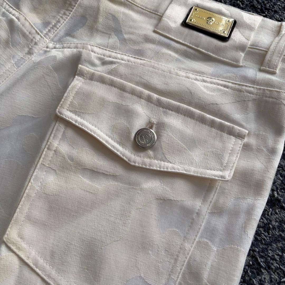 マークアンドロナ　総柄　カモフラ柄　ストレッチ　パンツ　ゴルフウェア　白　M