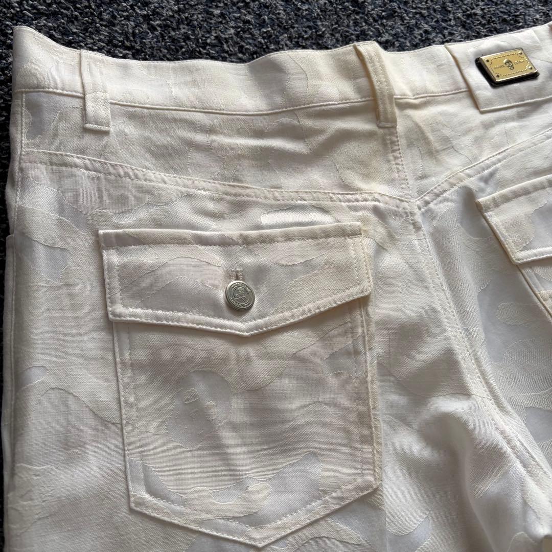 マークアンドロナ　総柄　カモフラ柄　ストレッチ　パンツ　ゴルフウェア　白　M