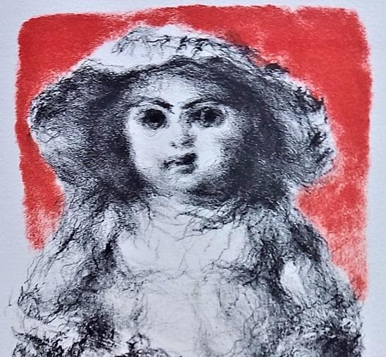 伊藤清永 『人形』 資産家収蔵品 　石版リトグラフ　 文化勲章受章