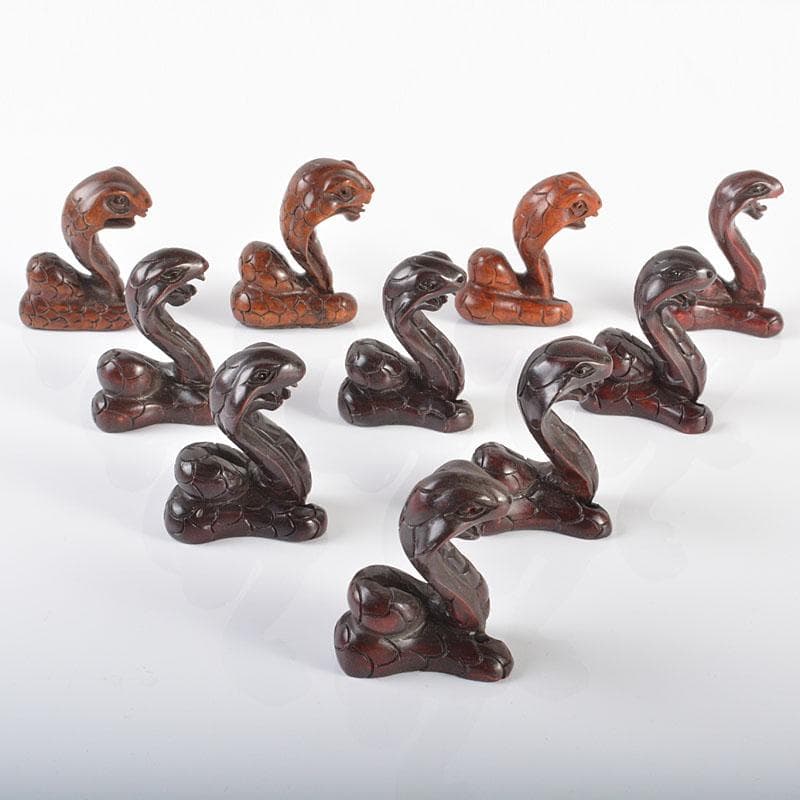 時代提げ物　木彫　蛇　置物　根付　10点まとめて　M　R6166