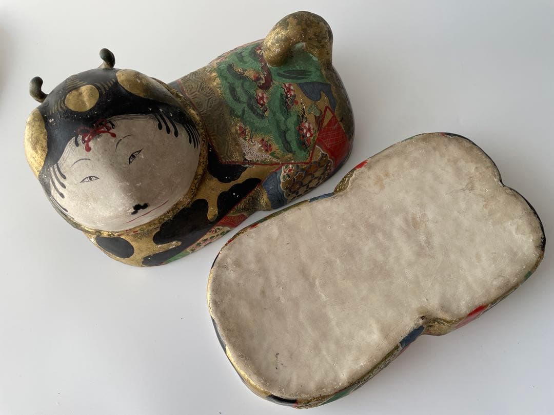 【江戸期】犬筥 一対 大型 24cm 彩色金彩 古美術 骨董品 有職飾り 希少品